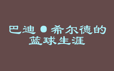 巴迪·希尔德的篮球生涯